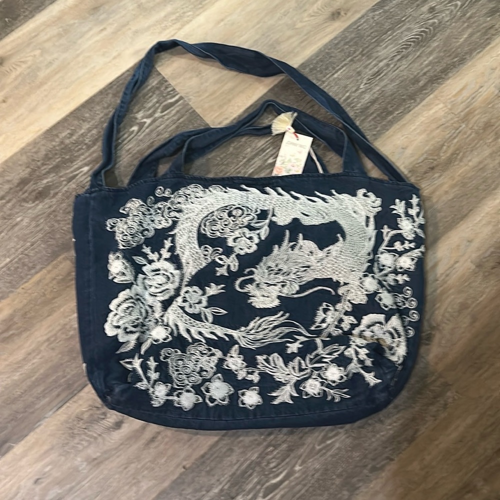 NWT - JOHNNY WAS - ALICENT DENIM TOTE BAG
